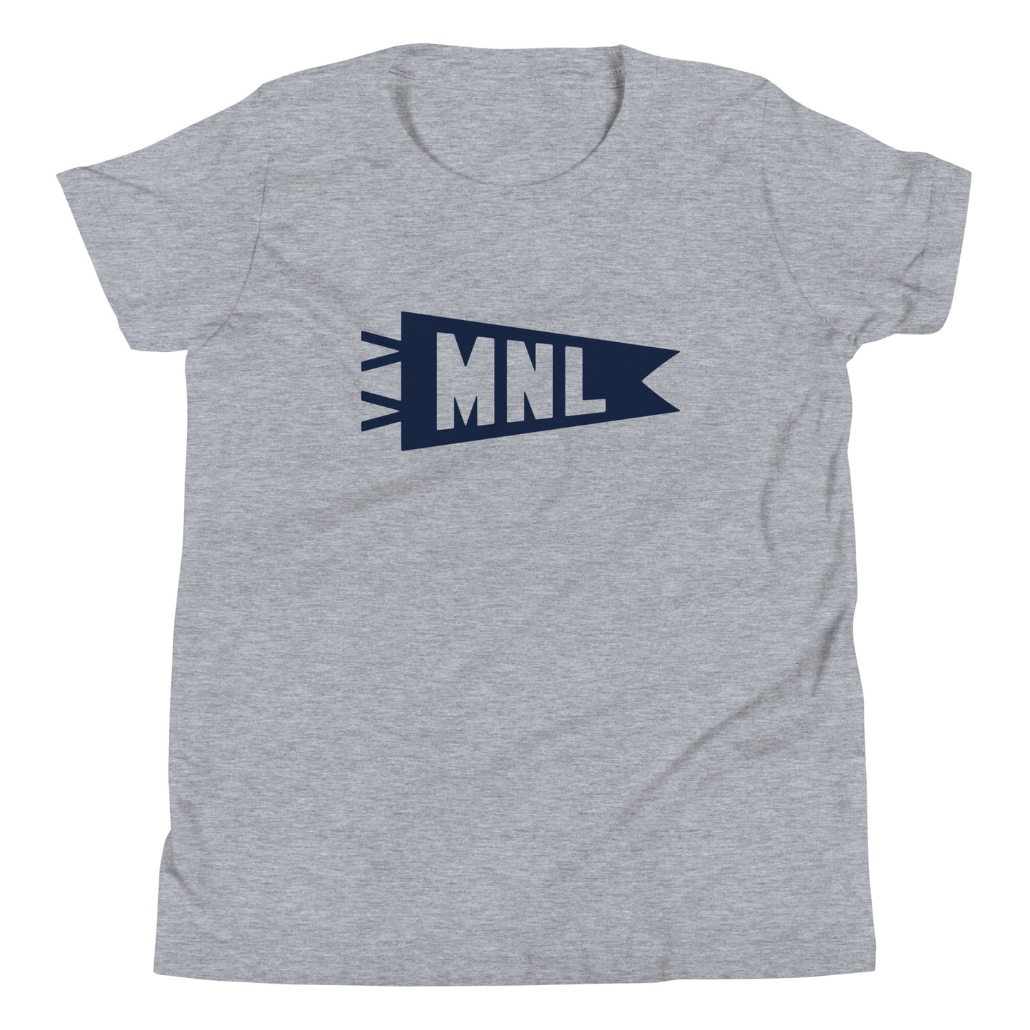 Kid's Airport Code Tee - Navy Blue Graphic • MNL Manila • YHM Designs - Image 01