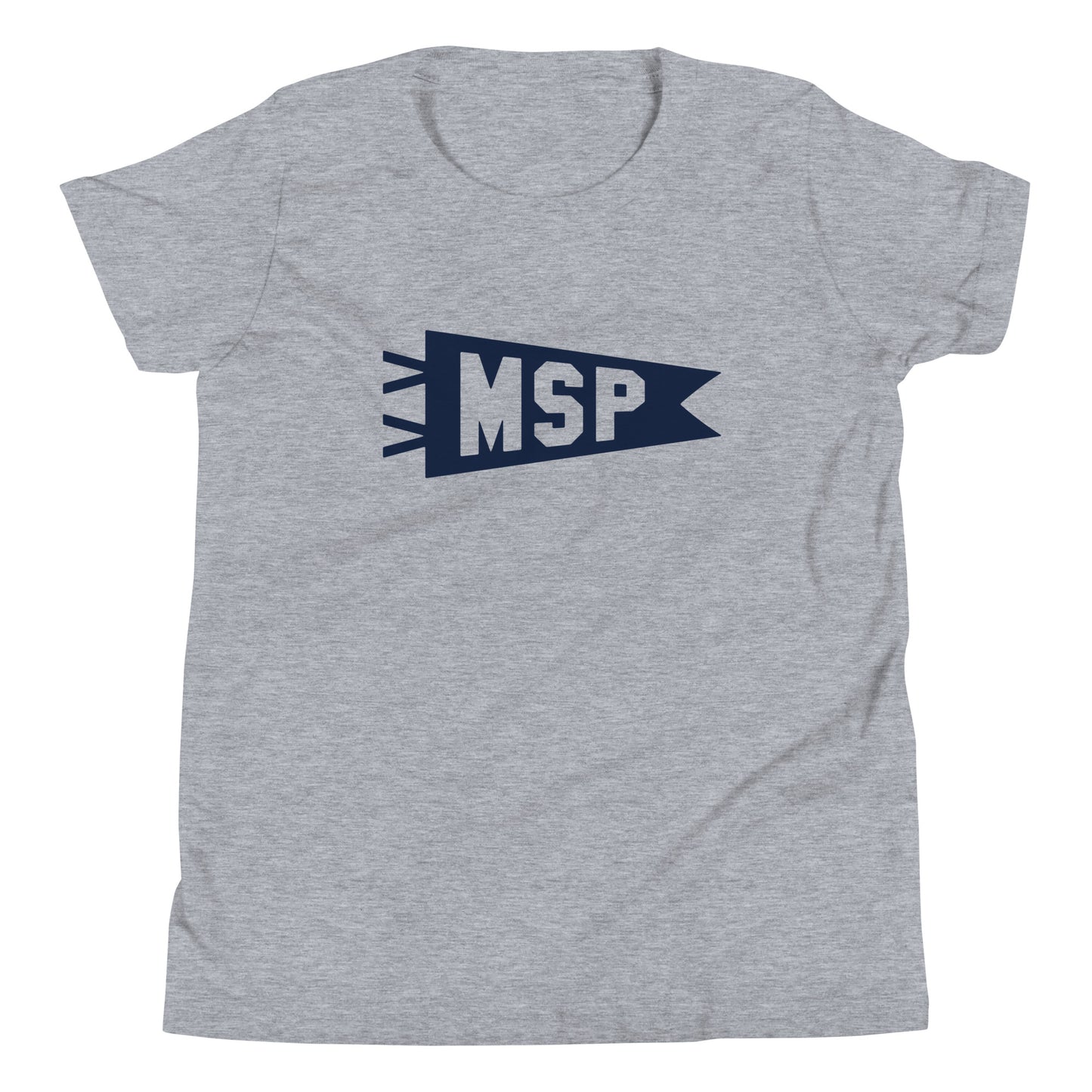 Kid's Airport Code Tee - Navy Blue Graphic • MSP Minneapolis • YHM Designs - Image 01