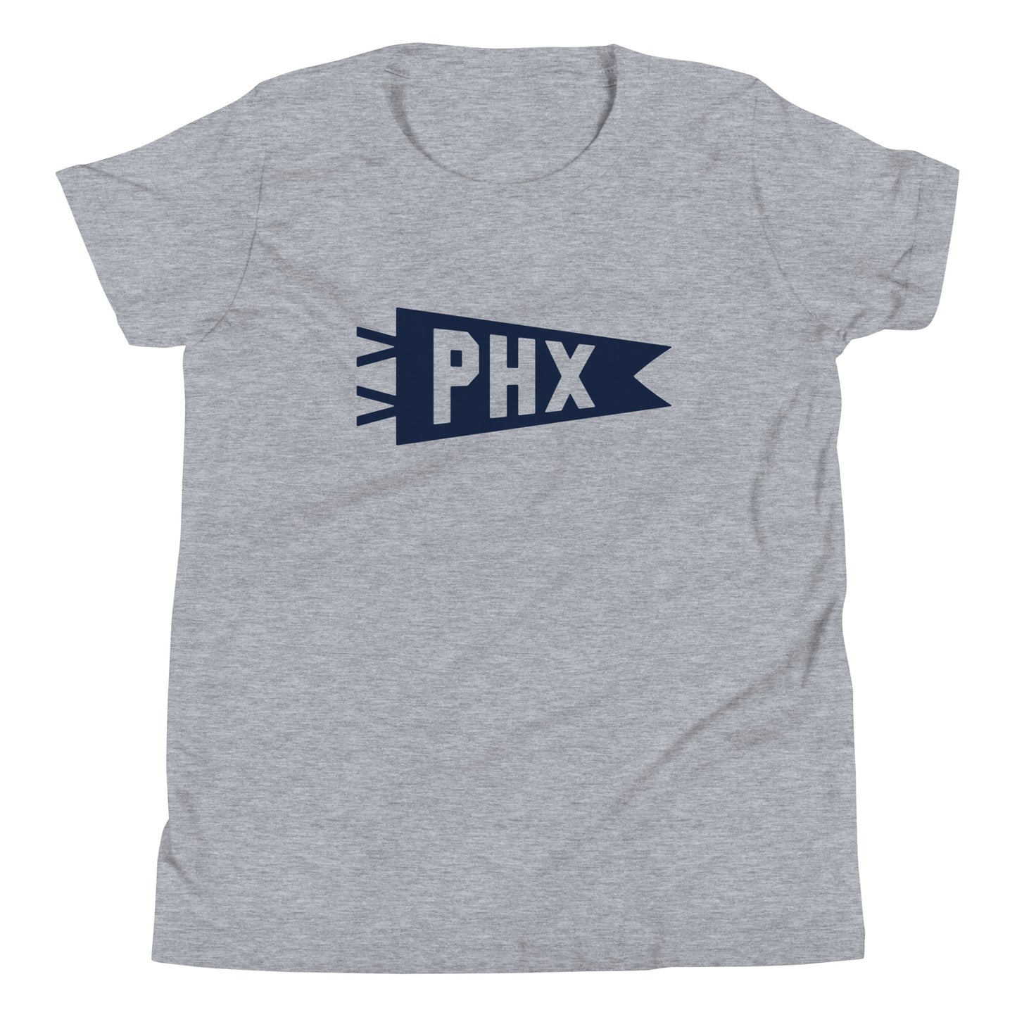 PHX Phoenix Kid's T-Shirt • Banner Design in Navy Blue • YHM Designs - Image 01