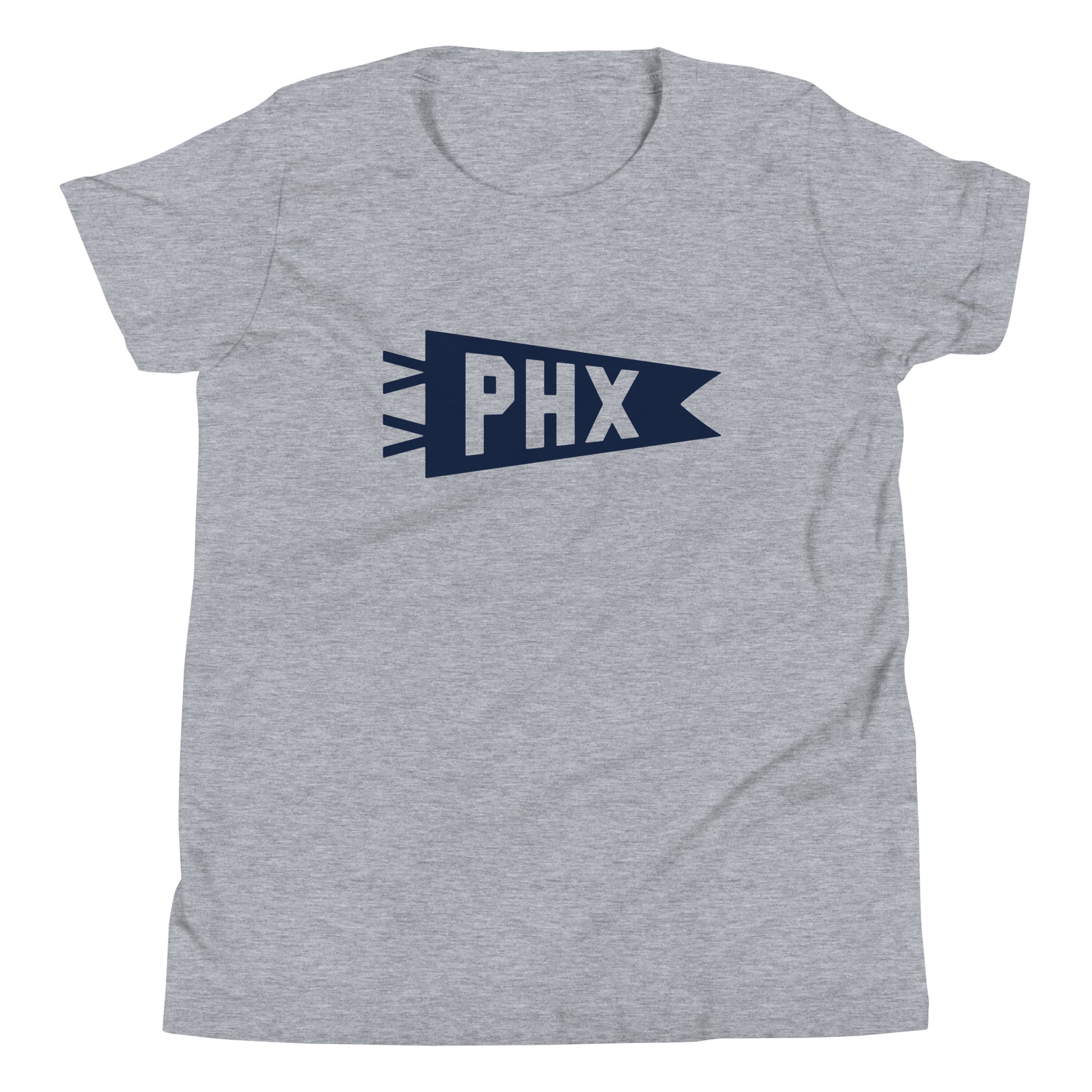 PHX Phoenix Kid's T-Shirt • Banner Design in Navy Blue • YHM Designs - Image 01