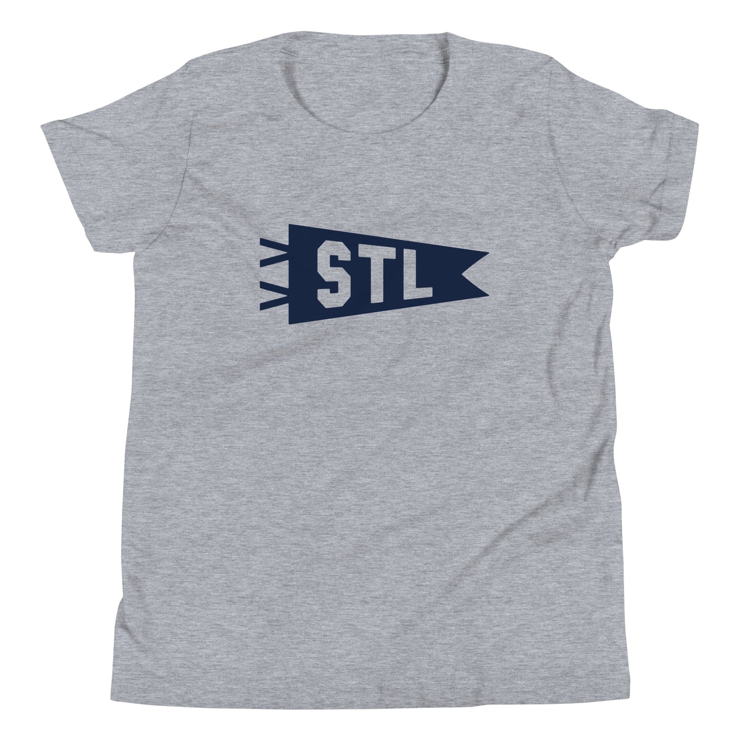 Kid's Airport Code Tee - Navy Blue Graphic • STL St. Louis • YHM Designs - Image 01