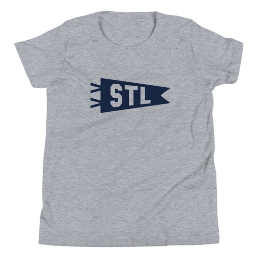 Kid's Airport Code Tee - Navy Blue Graphic • STL St. Louis • YHM Designs - Image 01