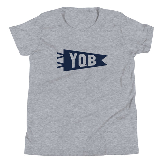 Kid's Airport Code Tee - Navy Blue Graphic • YQB Quebec City • YHM Designs - Image 01