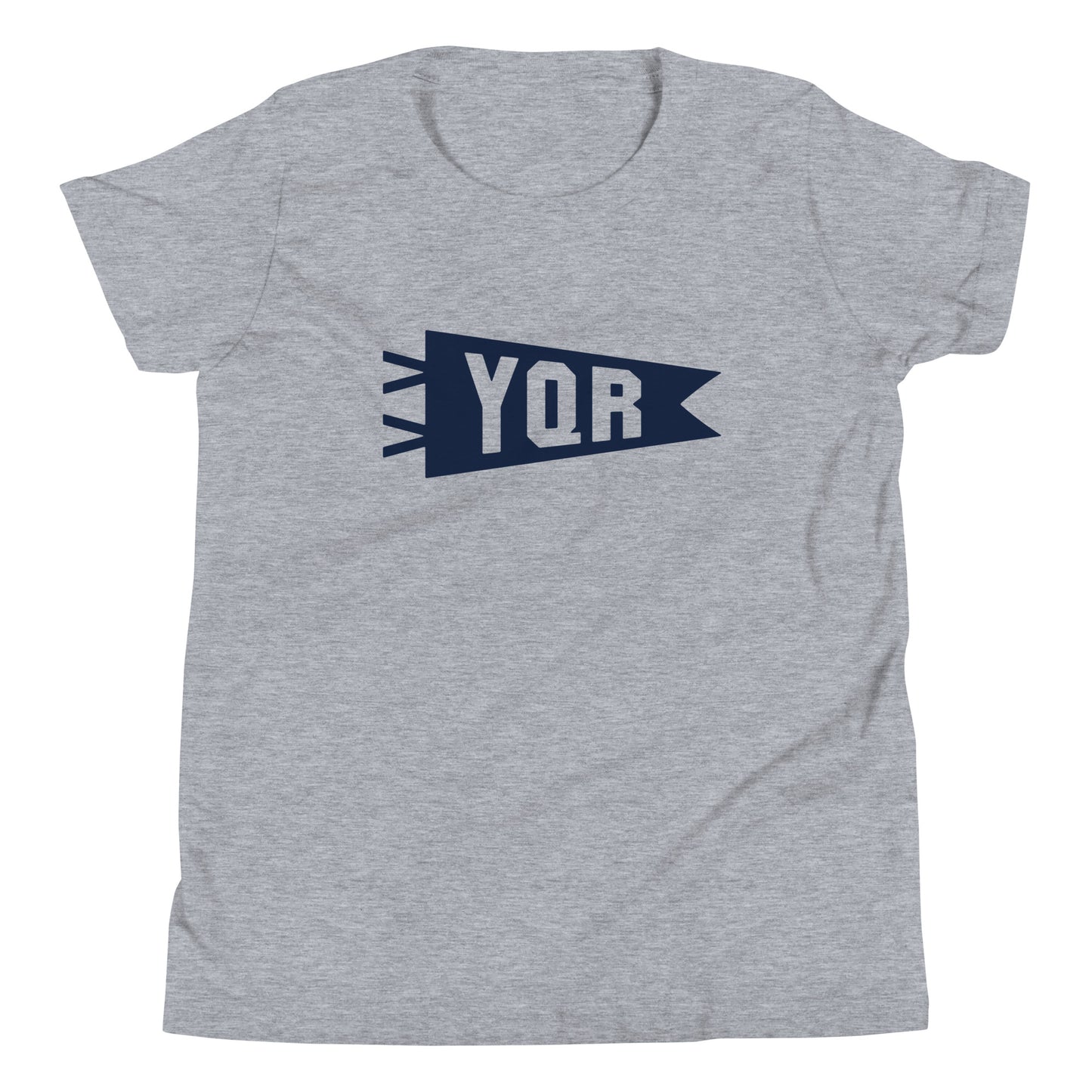 Kid's Airport Code Tee - Navy Blue Graphic • YQR Regina • YHM Designs - Image 01