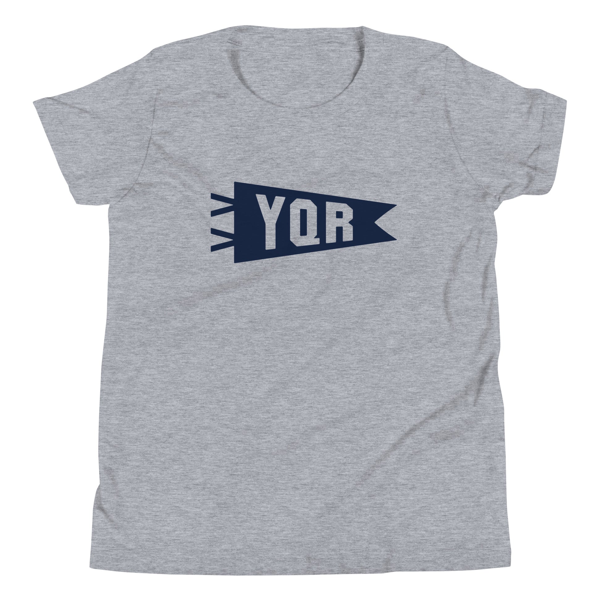 Kid's Airport Code Tee - Navy Blue Graphic • YQR Regina • YHM Designs - Image 01