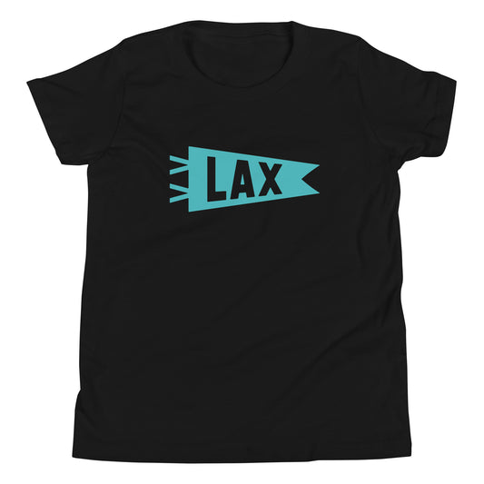 Kid's Airport Code Tee - Viking Blue Graphic • LAX Los Angeles • YHM Designs - Image 01