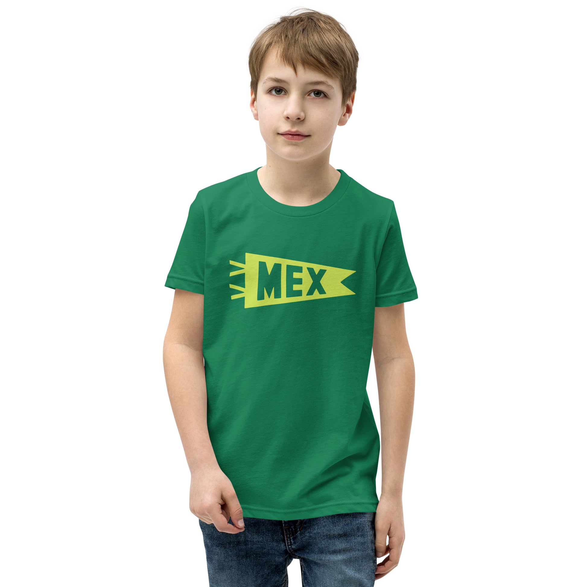 Kid's Airport Code Tee - Green Graphic • MEX Mexico City • YHM Designs - Image 08