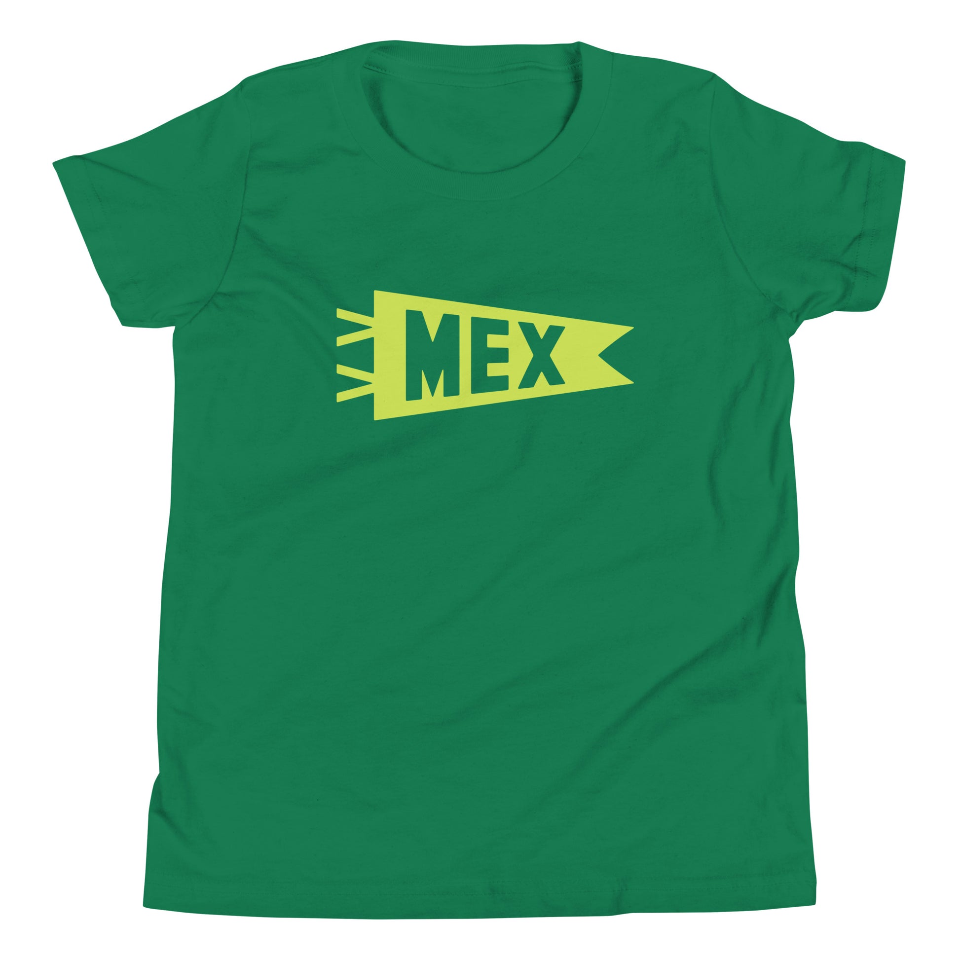 Kid's Airport Code Tee - Green Graphic • MEX Mexico City • YHM Designs - Image 02