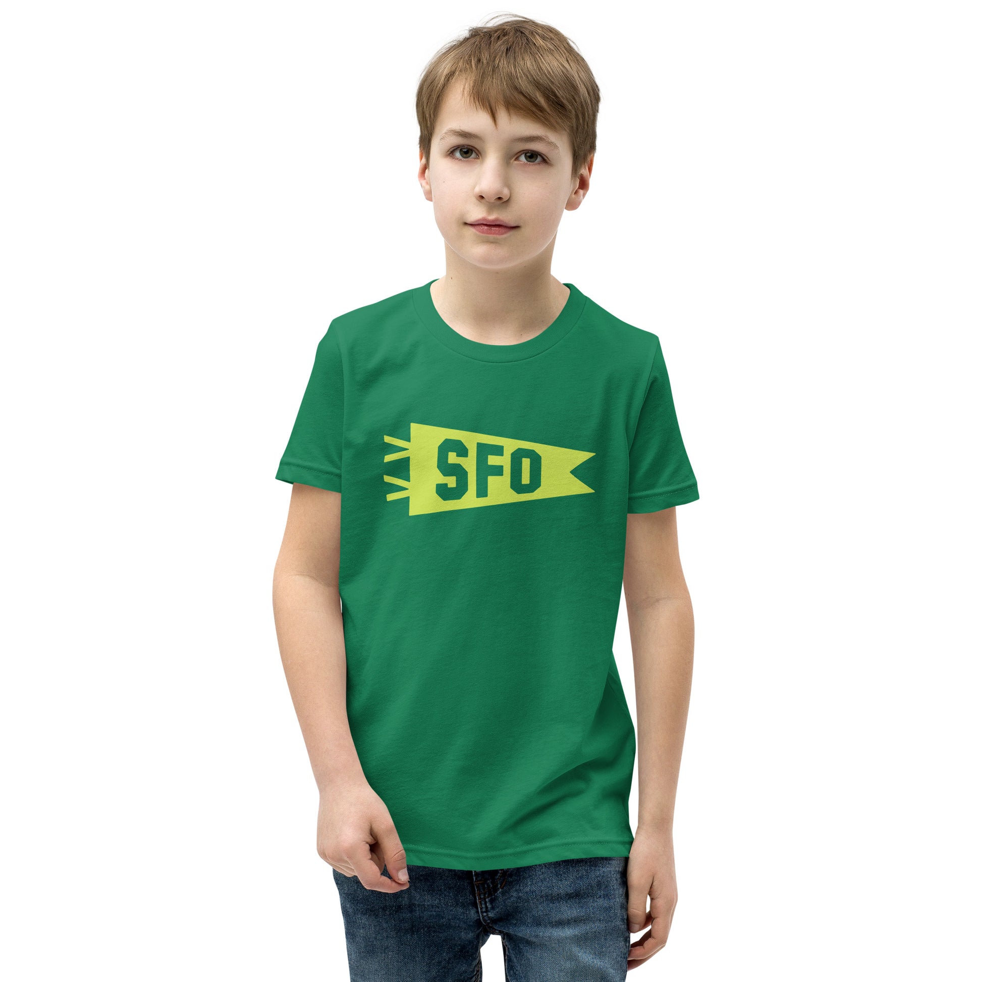 Kid's Airport Code Tee - Green Graphic • SFO San Francisco • YHM Designs - Image 08