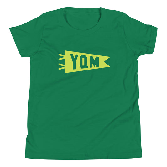 Kid's Airport Code Tee - Green Graphic • YQM Moncton • YHM Designs - Image 02