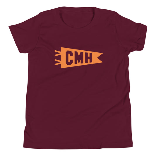 Kid's Airport Code Tee - Orange Graphic • CMH Columbus • YHM Designs - Image 01