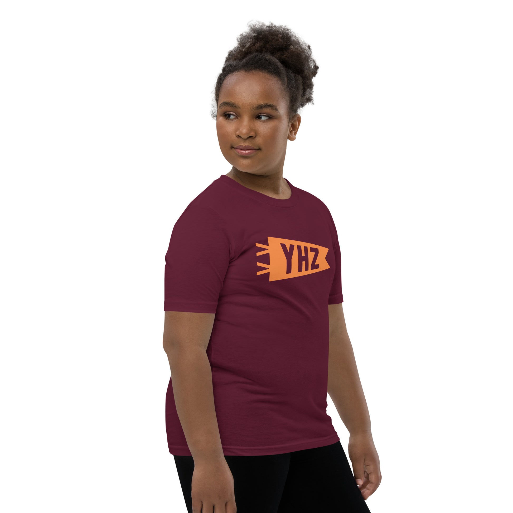 Kid's Airport Code Tee - Orange Graphic • YHZ Halifax • YHM Designs - Image 03