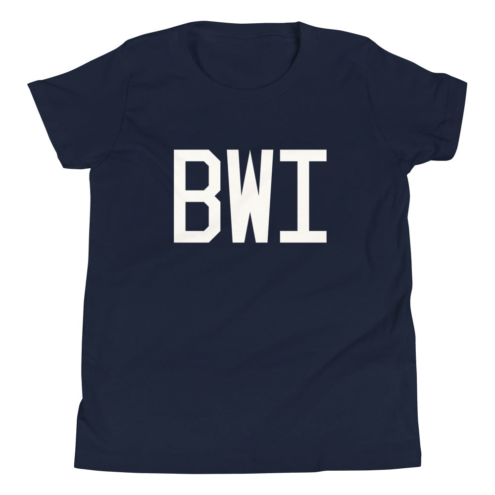 Kid's T-Shirt - White Graphic • BWI Baltimore • YHM Designs - Image 05