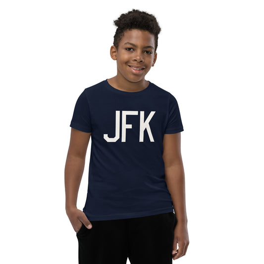 Kid's T-Shirt - White Graphic • JFK New York • YHM Designs - Image 01