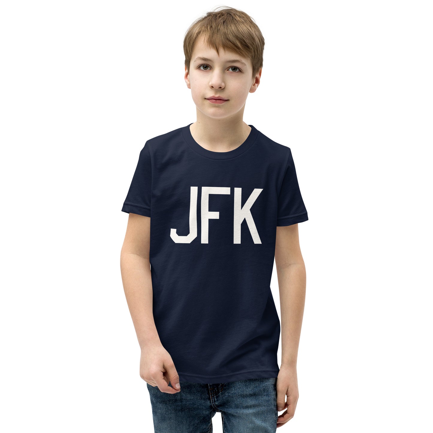 Kid's T-Shirt - White Graphic • JFK New York • YHM Designs - Image 03