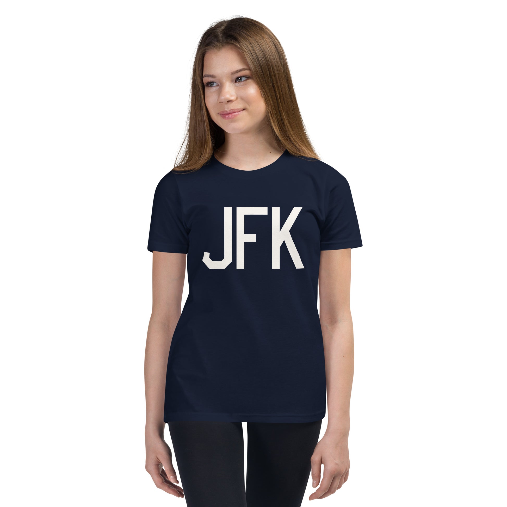 Kid's T-Shirt - White Graphic • JFK New York • YHM Designs - Image 04