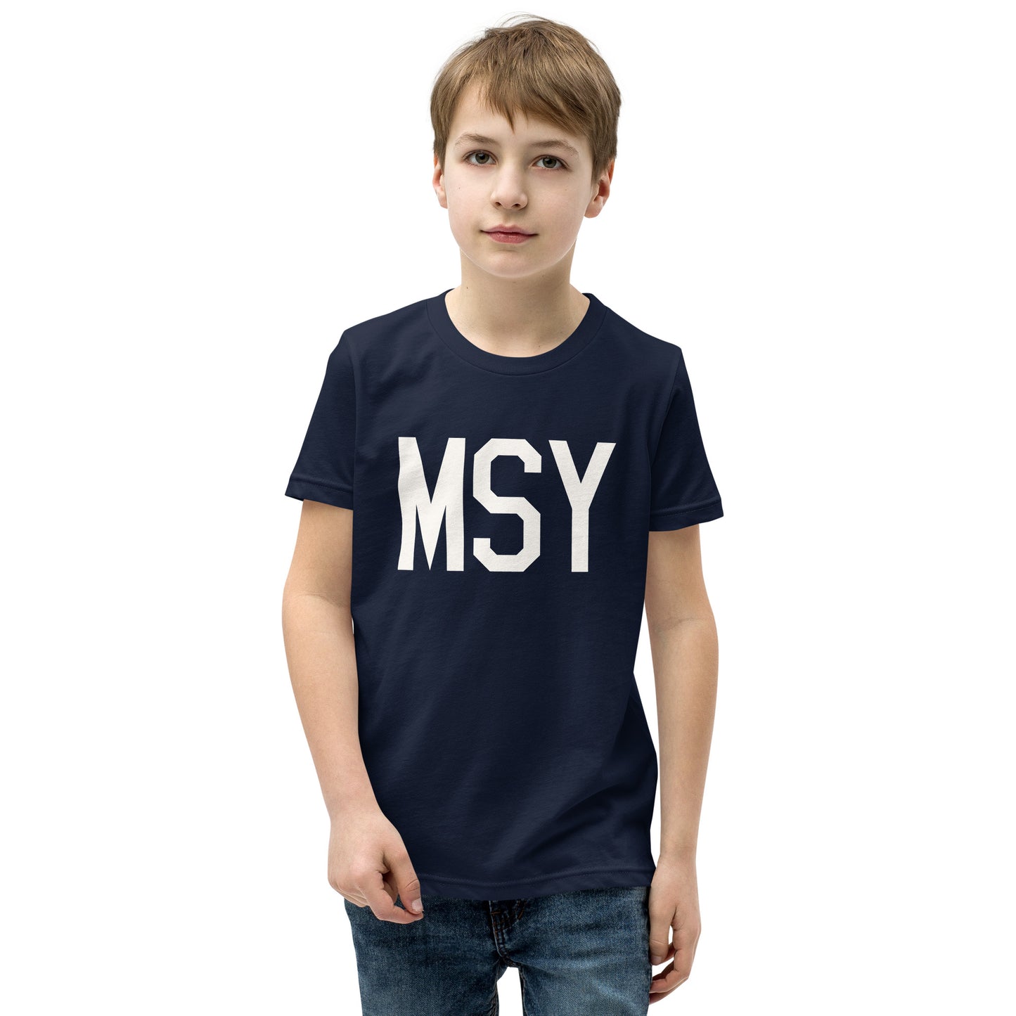 Kid's T-Shirt - White Graphic • MSY New Orleans • YHM Designs - Image 03