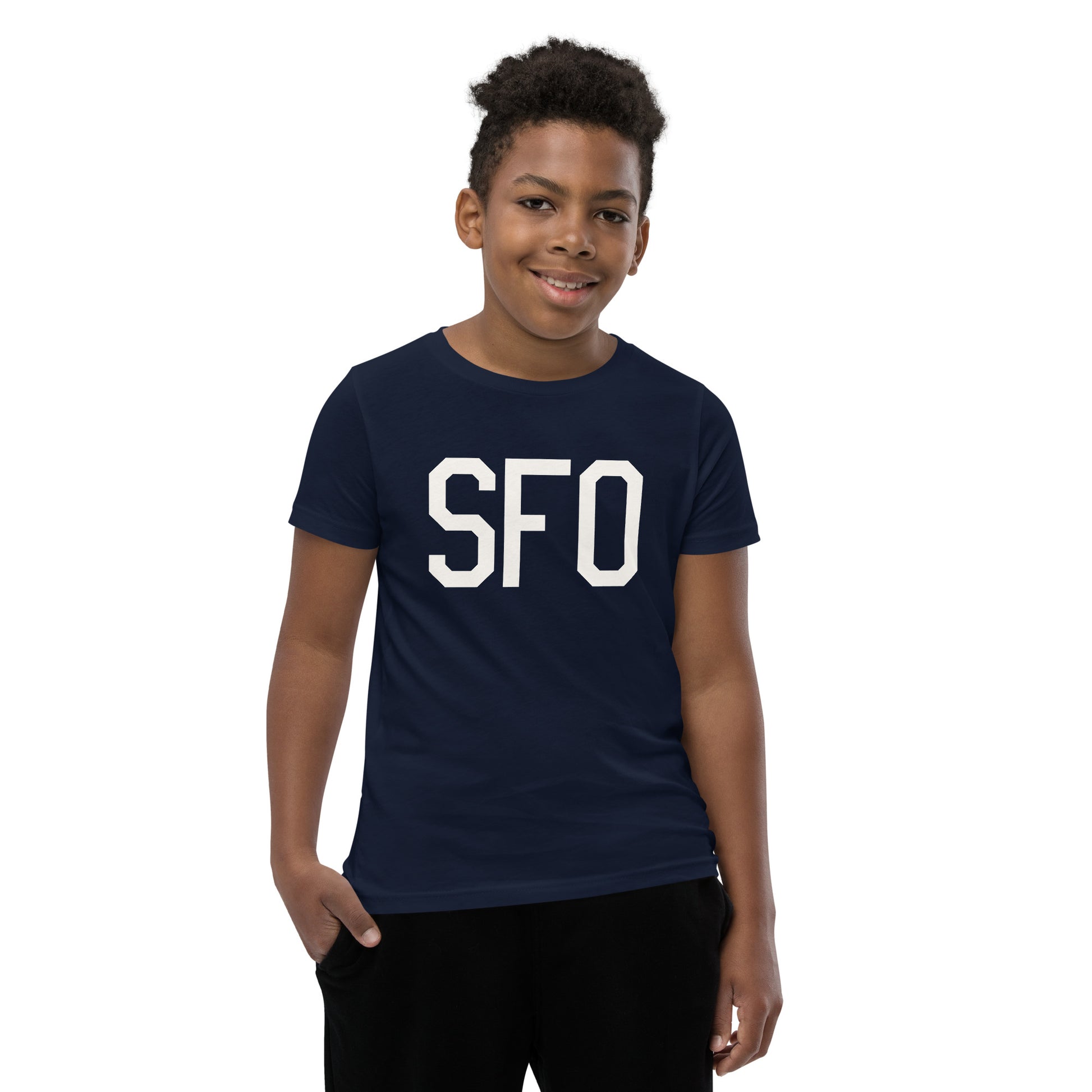 Kid's T-Shirt - White Graphic • SFO San Francisco • YHM Designs - Image 01