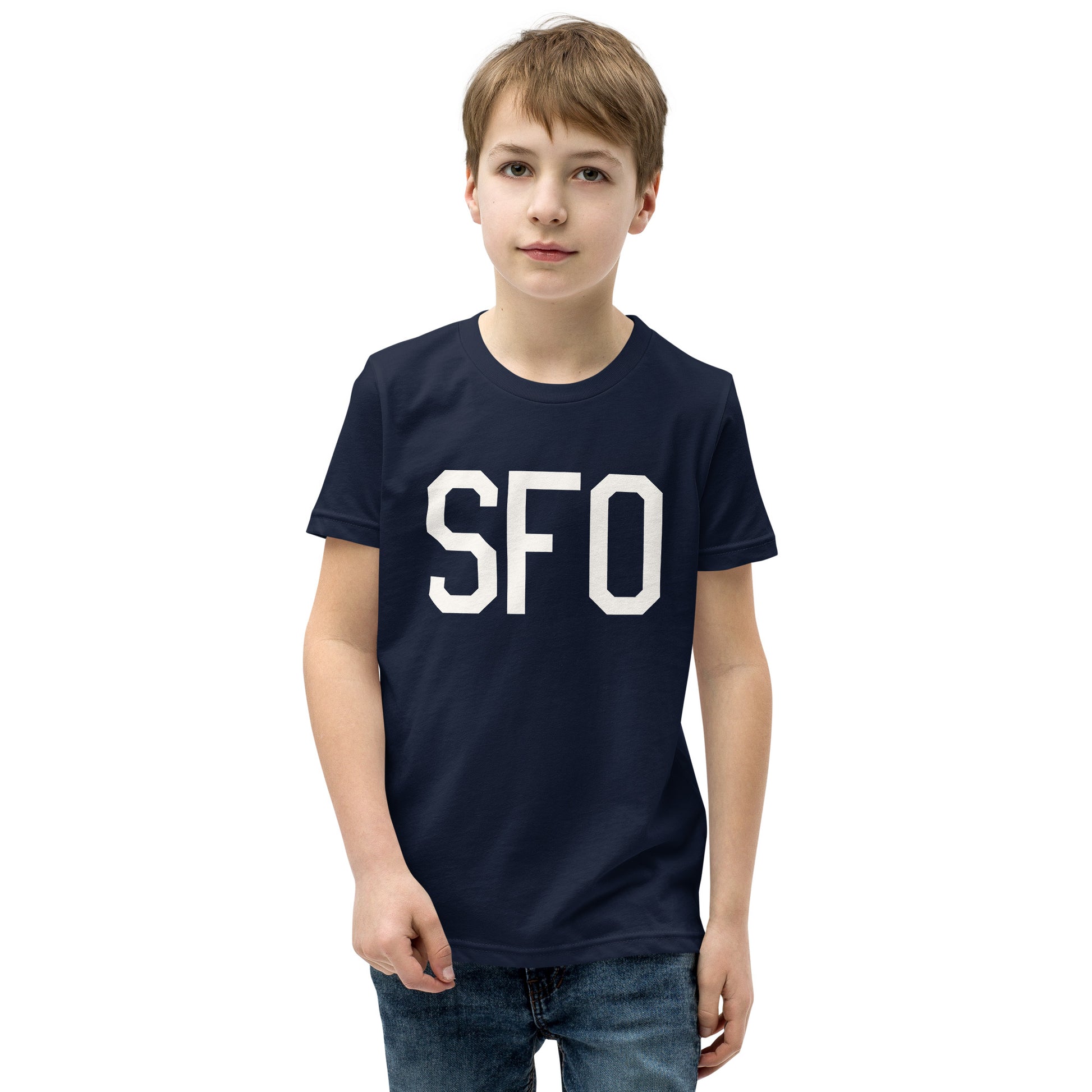 Kid's T-Shirt - White Graphic • SFO San Francisco • YHM Designs - Image 03