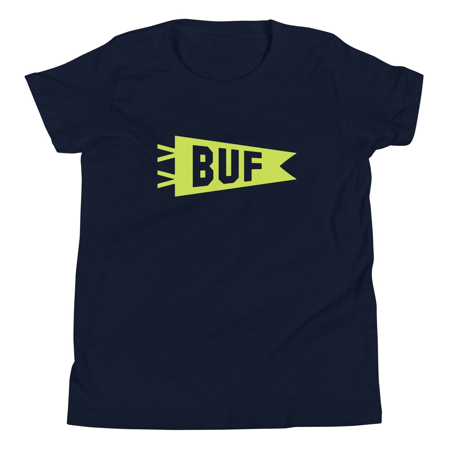 Kid's Airport Code Tee - Green Graphic • BUF Buffalo • YHM Designs - Image 01