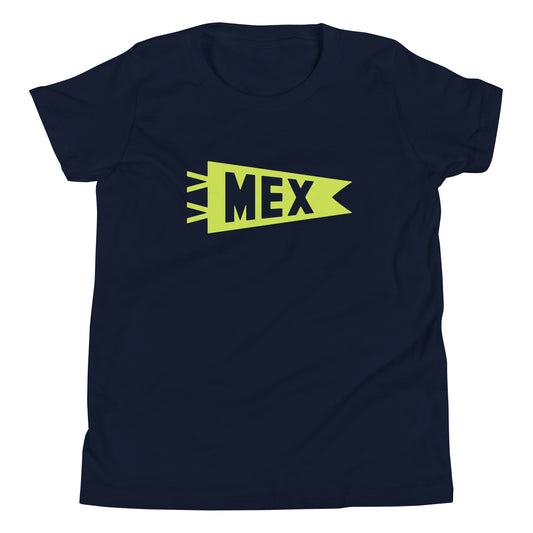 Kid's Airport Code Tee - Green Graphic • MEX Mexico City • YHM Designs - Image 01