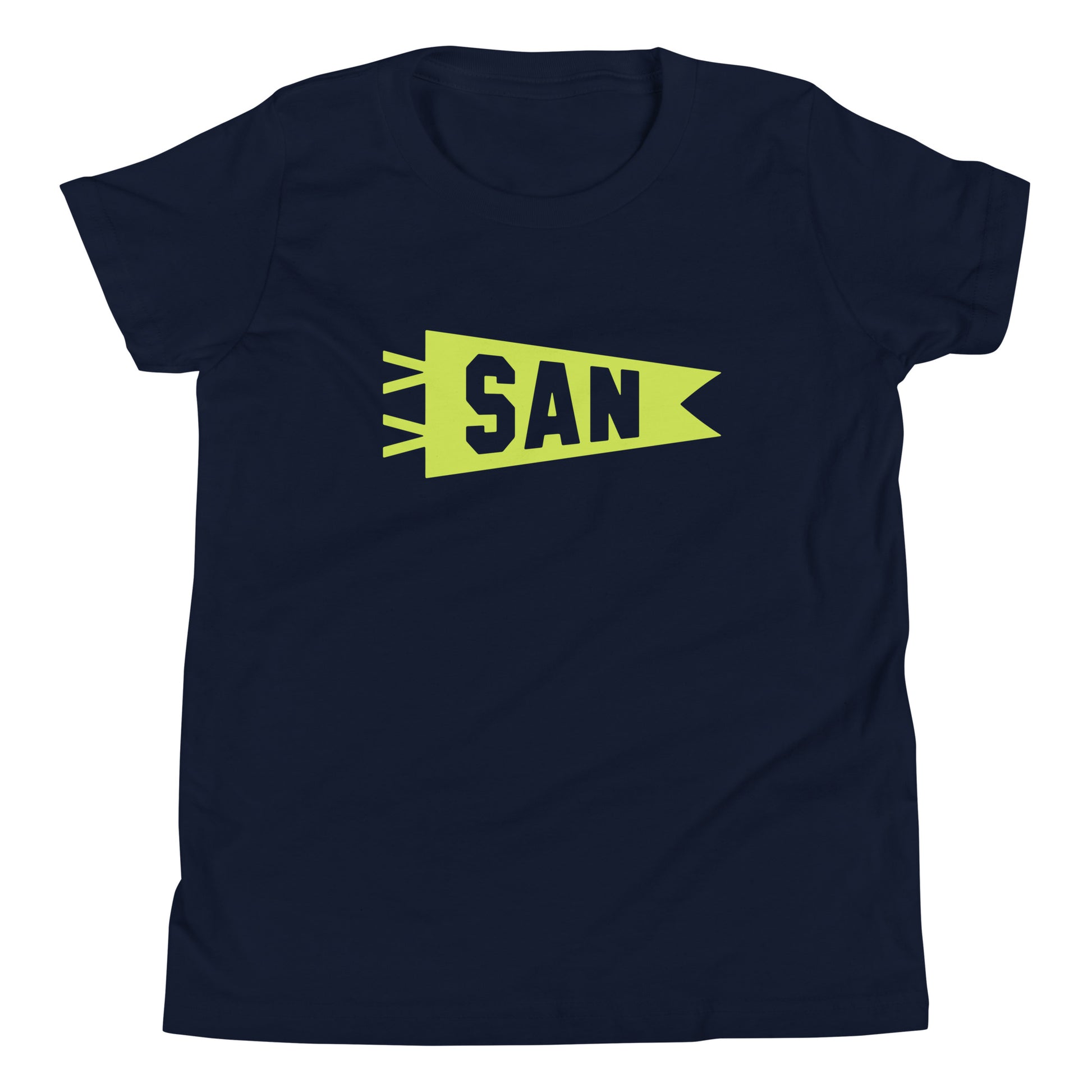 Kid's Airport Code Tee - Green Graphic • SAN San Diego • YHM Designs - Image 01