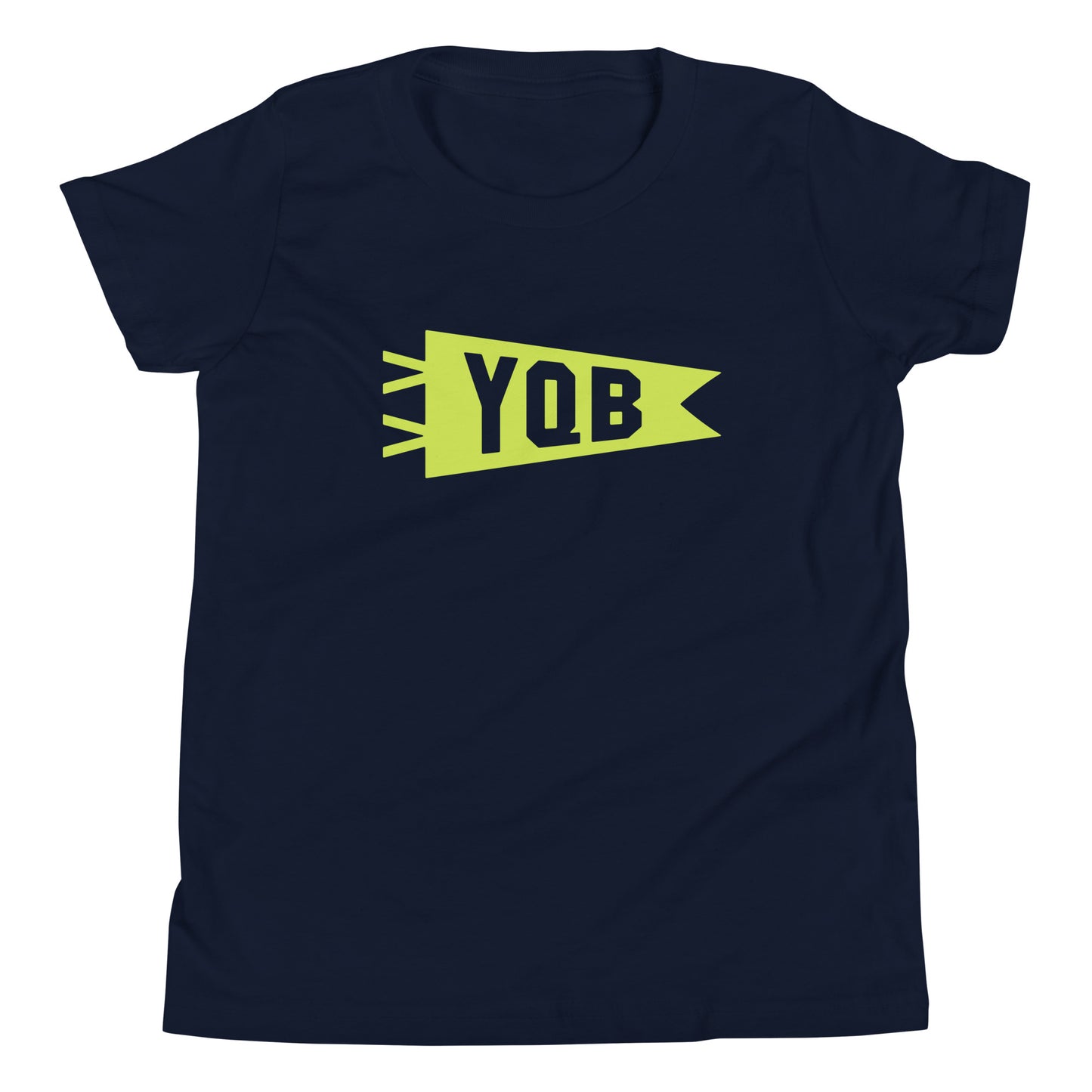 Kid's Airport Code Tee - Green Graphic • YQB Quebec City • YHM Designs - Image 01