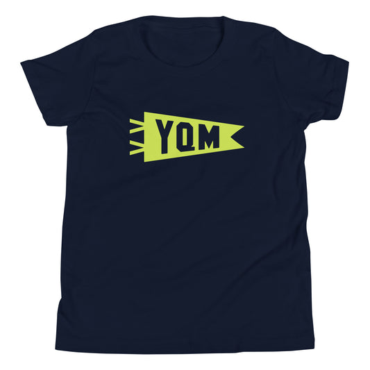 Kid's Airport Code Tee - Green Graphic • YQM Moncton • YHM Designs - Image 01
