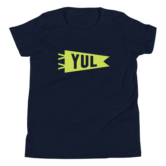 Kid's Airport Code Tee - Green Graphic • YUL Montreal • YHM Designs - Image 01