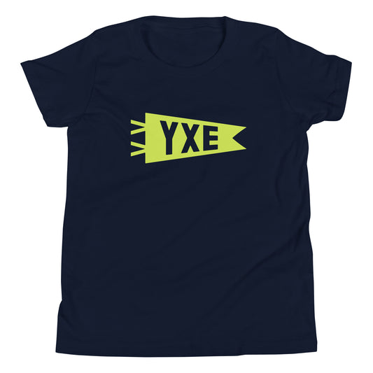 Kid's Airport Code Tee - Green Graphic • YXE Saskatoon • YHM Designs - Image 01