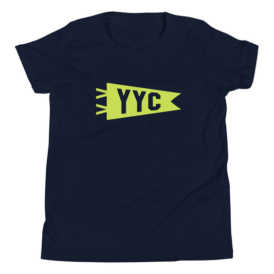 Kid's Airport Code Tee - Green Graphic • YYC Calgary • YHM Designs - Image 01