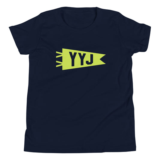 Kid's Airport Code Tee - Green Graphic • YYJ Victoria • YHM Designs - Image 01