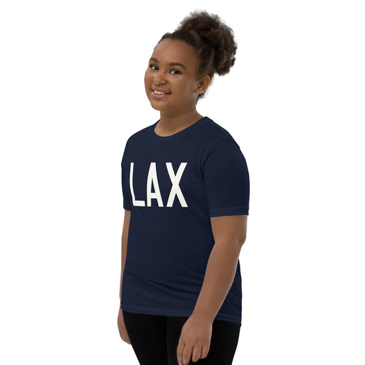 Kid's T-Shirt - White Graphic • LAX Los Angeles • YHM Designs - Image 02