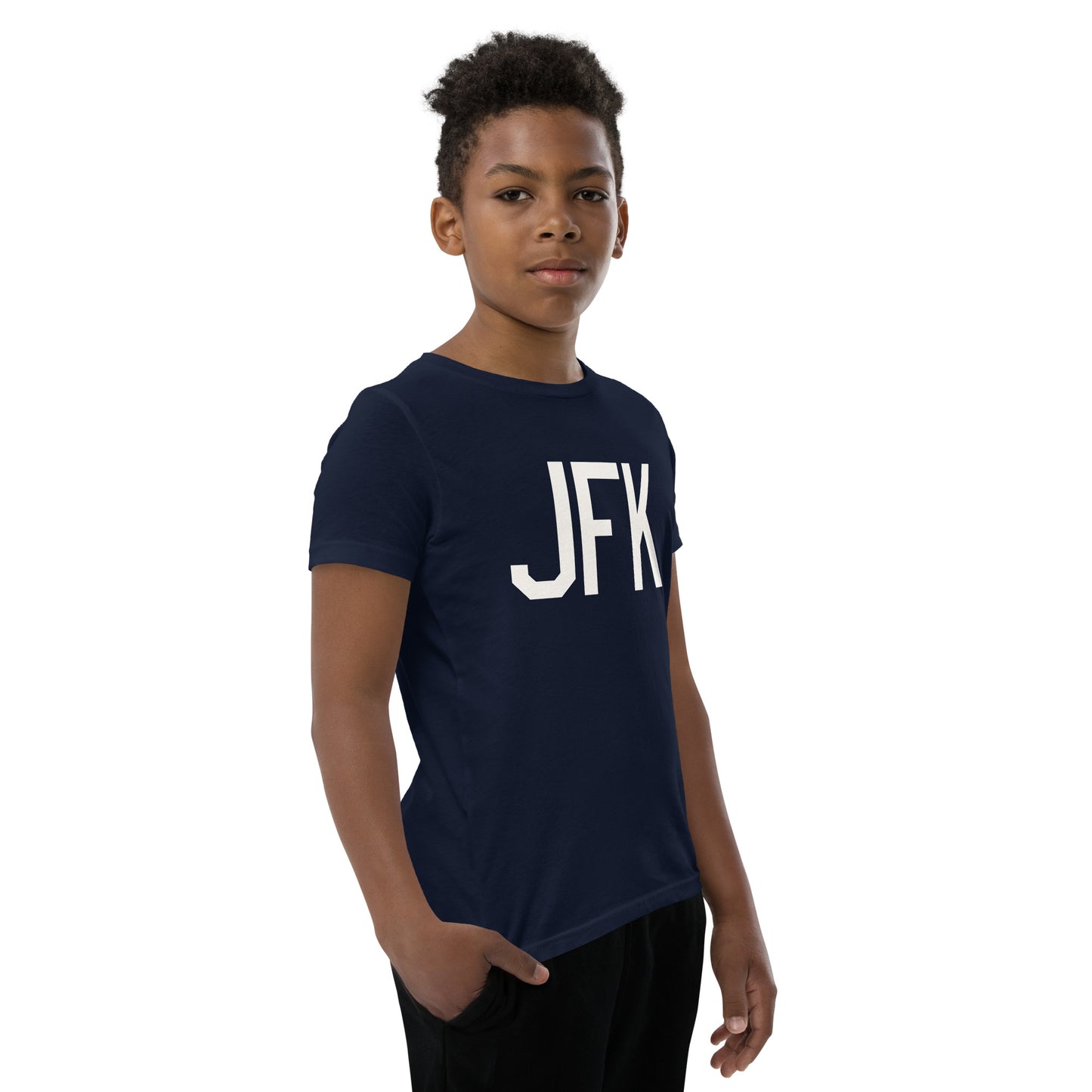Kid's T-Shirt - White Graphic • JFK New York • YHM Designs - Image 08