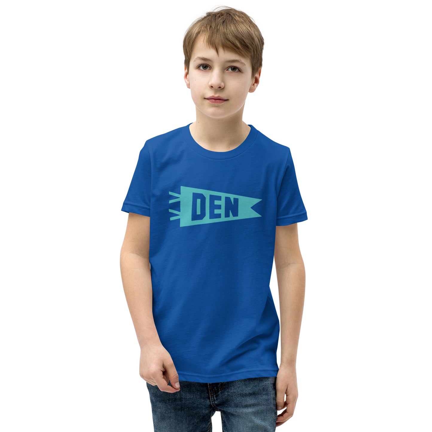 Kid's Airport Code Tee - Viking Blue Graphic • DEN Denver • YHM Designs - Image 08