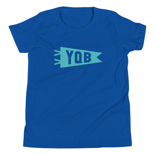 Kid's Airport Code Tee - Viking Blue Graphic • YQB Quebec City • YHM Designs - Image 02