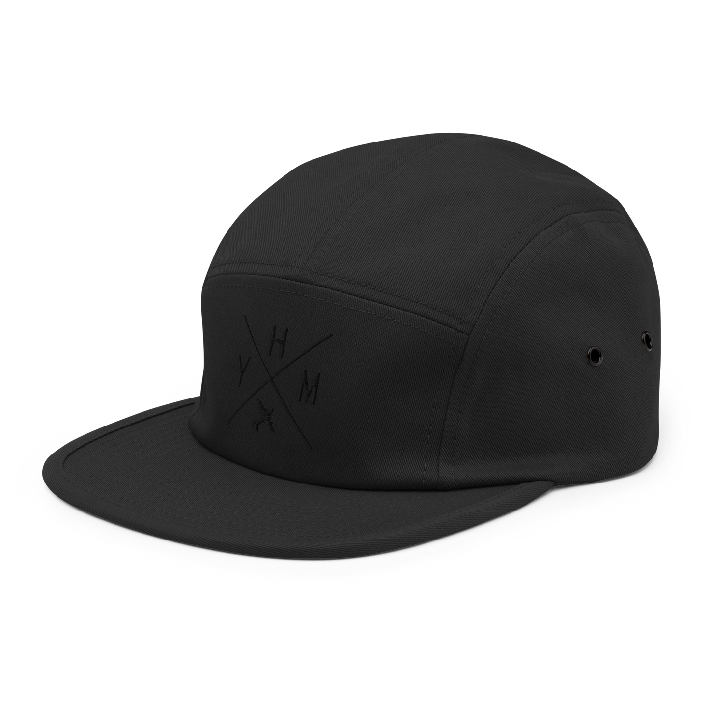 Crossed-X Five-Panel Camper Hat • Black Embroidery