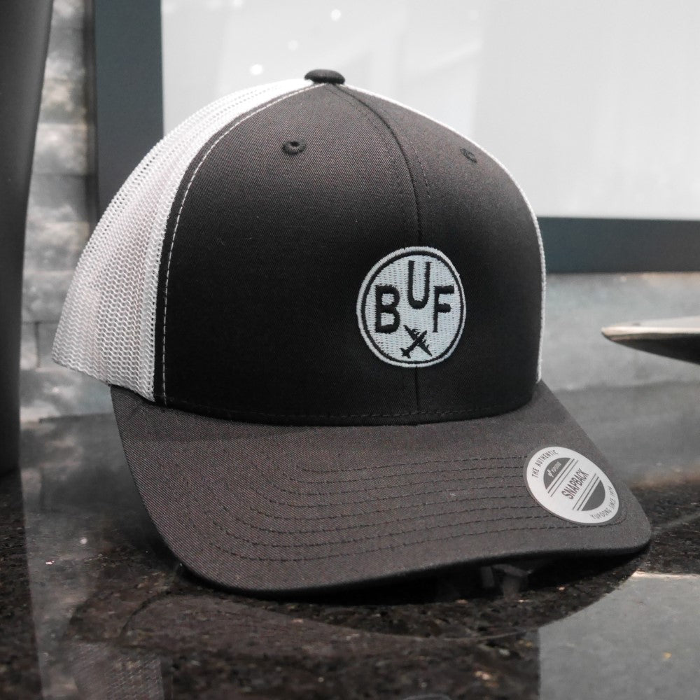 Roundel Trucker Hat - Black & White • YQR Regina • YHM Designs - Image 12