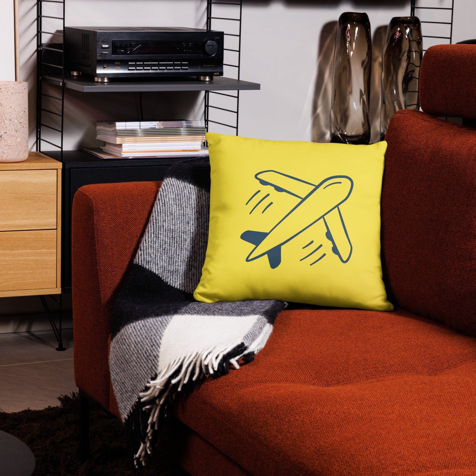 Airplane Throw Pillow • DTW Detroit • YHM Designs - Image 06