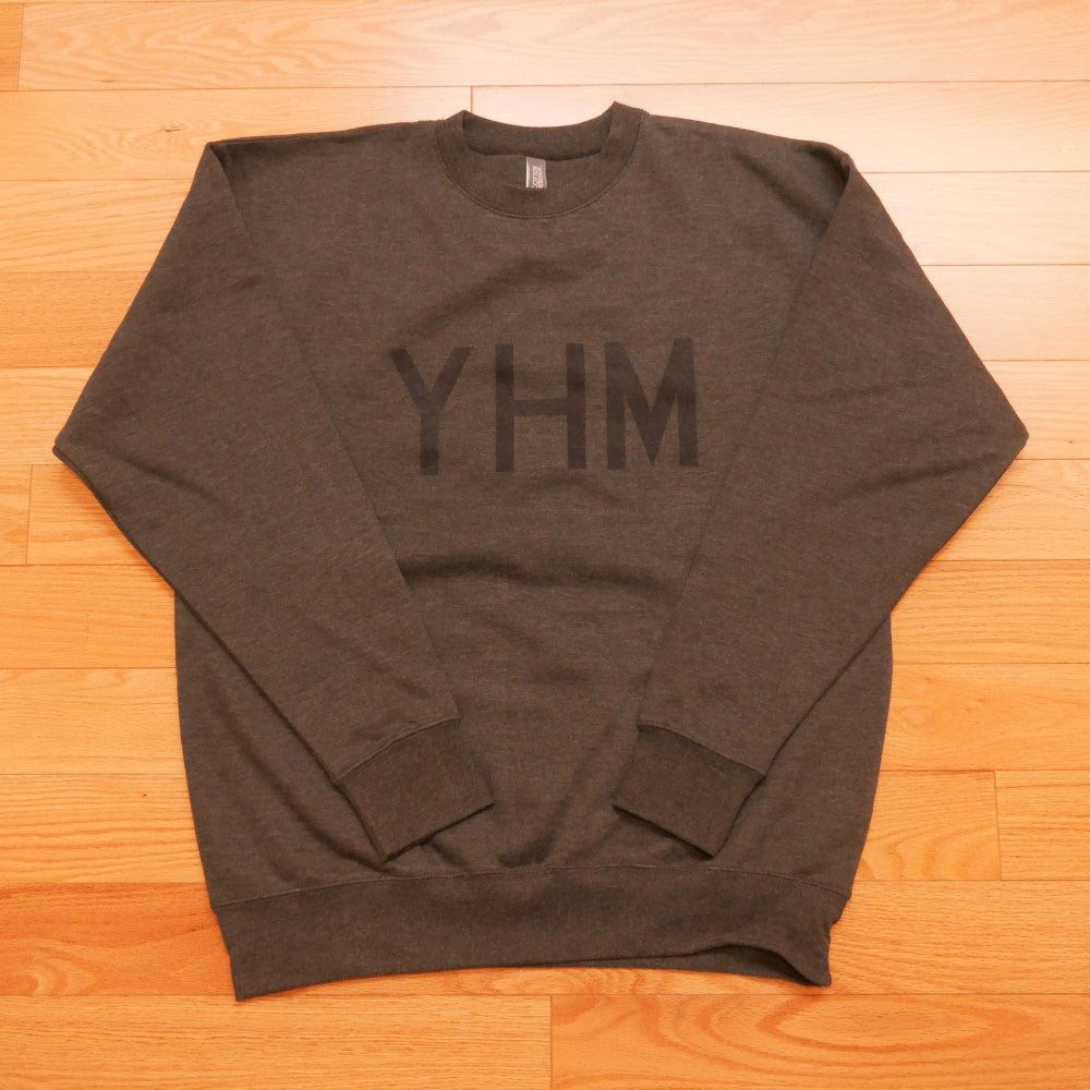 YHM Designs - YQB Quebec City Fleece Pullover Premium Sweatshirt - Airport Code with Aircraft Registration Lettering Design - Black Graphic - Image 06