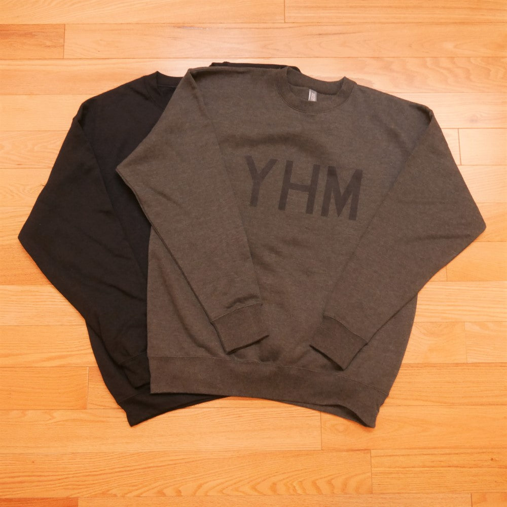 YHM Designs - YQB Quebec City Fleece Pullover Premium Sweatshirt - Airport Code with Aircraft Registration Lettering Design - Black Graphic - Image 07