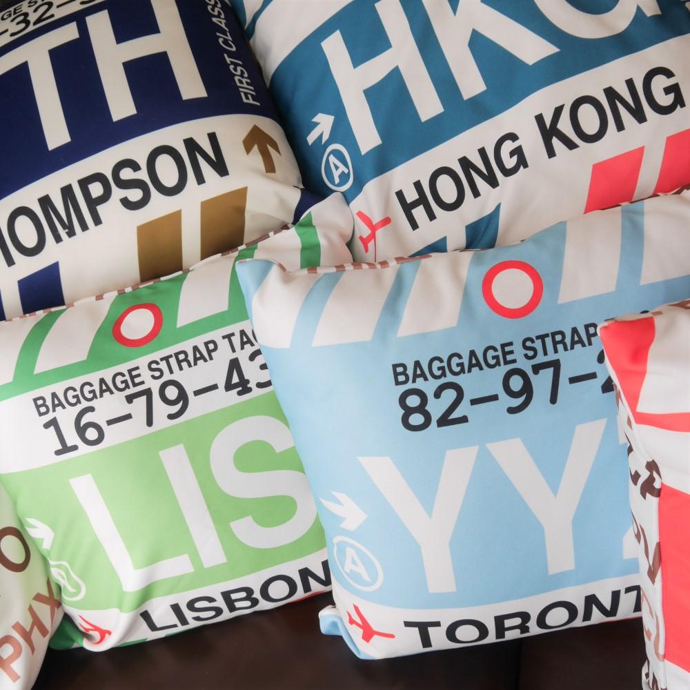 Travel-Themed Throw Pillow • PVG Shanghai • YHM Designs - Image 05