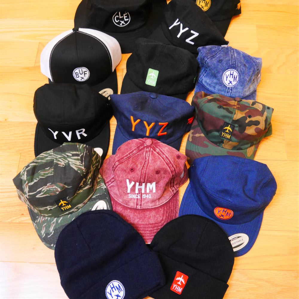 Airport Code Camouflage Trucker Hat - Orange • YSB Sudbury • YHM Designs - Image 25
