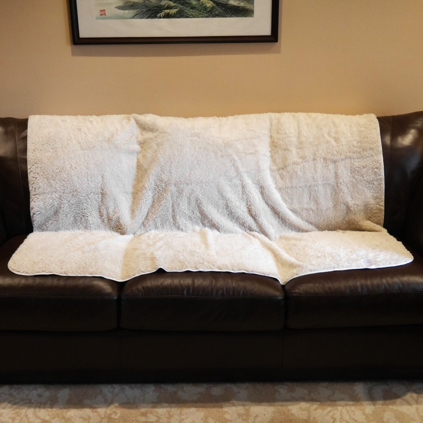 Unique Travel Gift Sherpa Blanket - White Oval • YQM Moncton • YHM Designs - Image 12