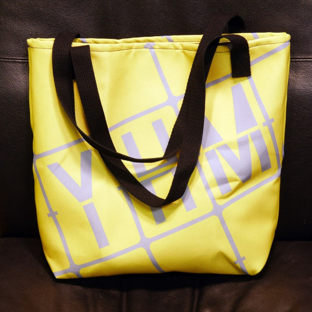YHM Designs - YQT Thunder Bay Tote Bag - Aircraft Registration Lettering Design - Buttercup Yellow with White Graphic - Image 03
