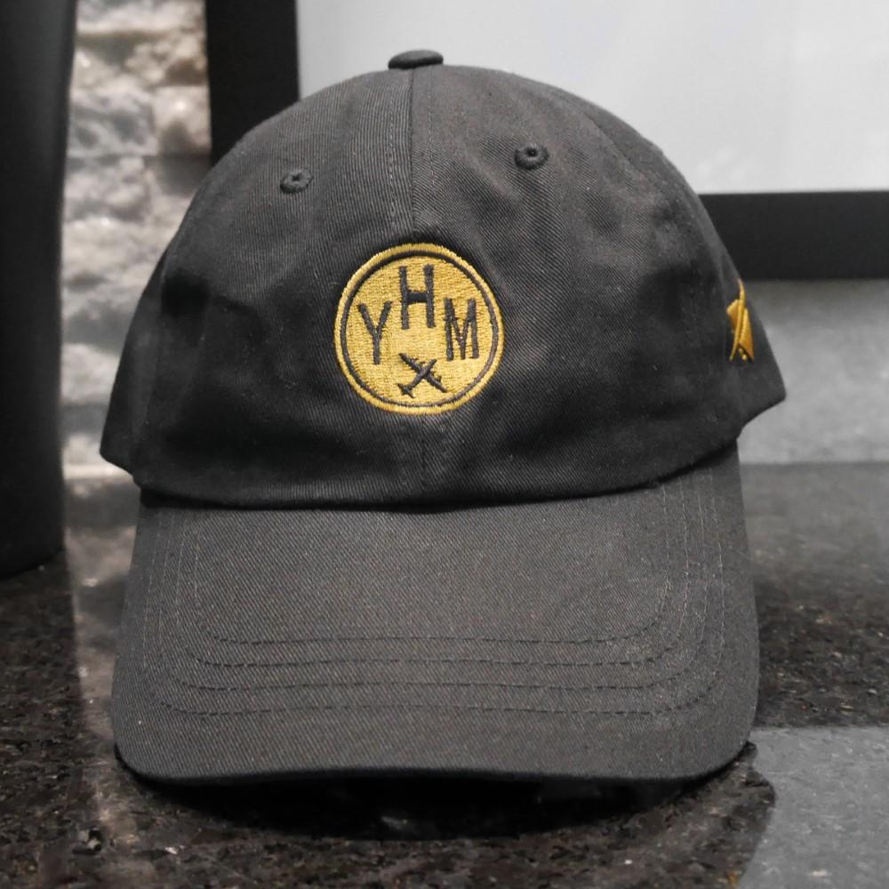 YHM Designs - BOS Boston Airport Code Baseball Cap/Dad Hat - Roundel Design with Vintage Airplane - Image 01