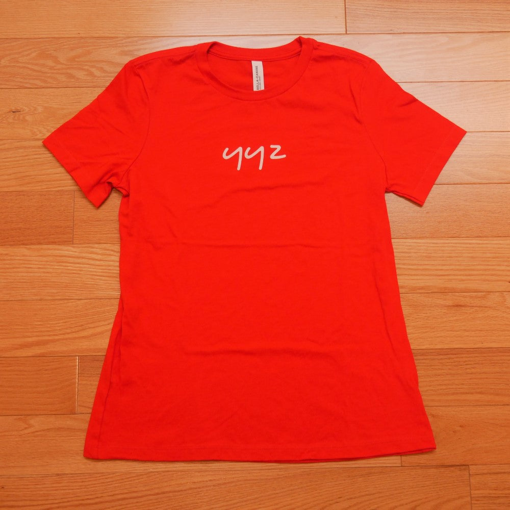 YHM Designs - YUL Montreal Airport Code Women's Relaxed T-Shirt - Handwritten Lettering Design - Image 07