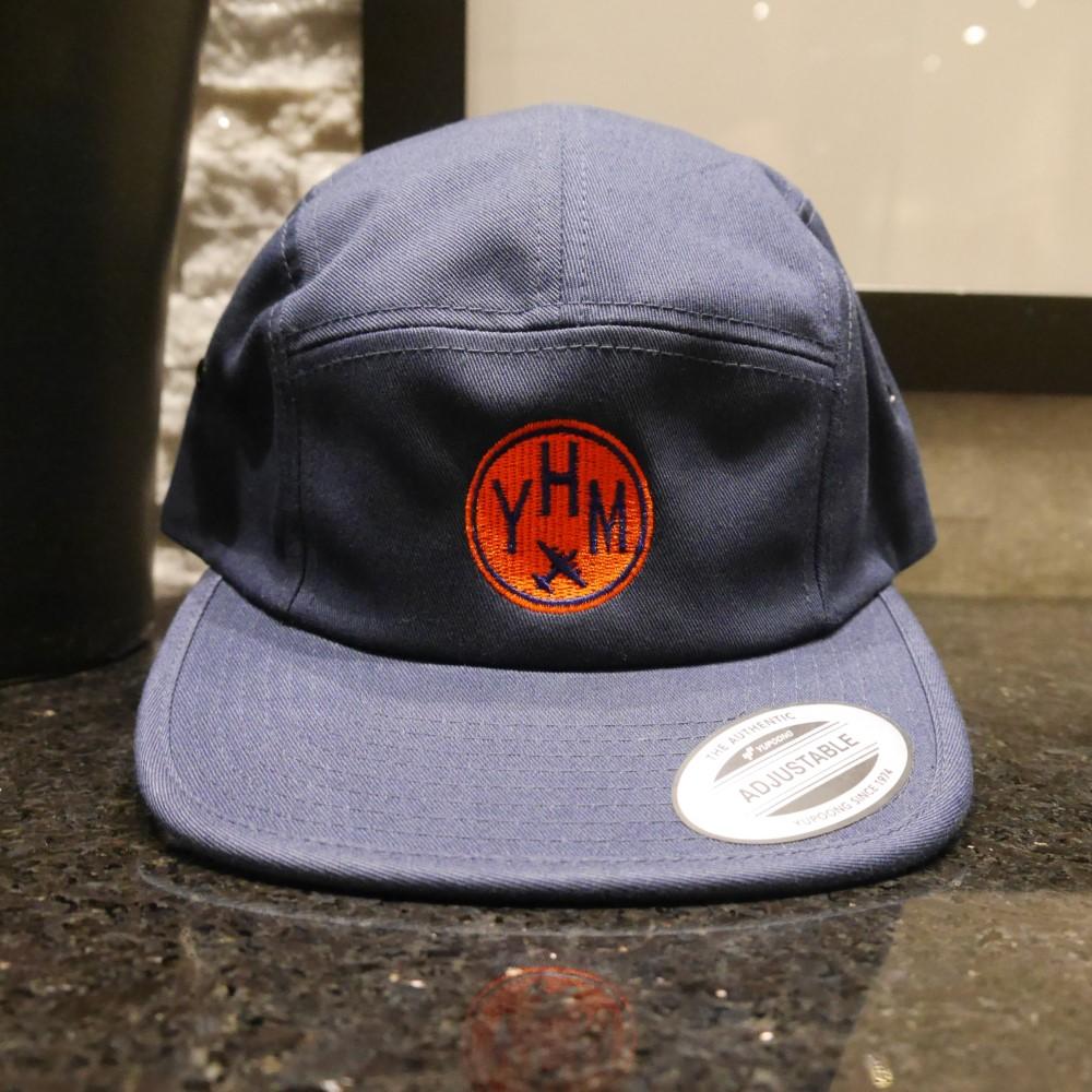 YHM Designs - YQB Quebec City 5-Panel Camper Hat with Airport Code - Travel Gifts for Him and Her - Roundel Design with Vintage Airplane - Image 01