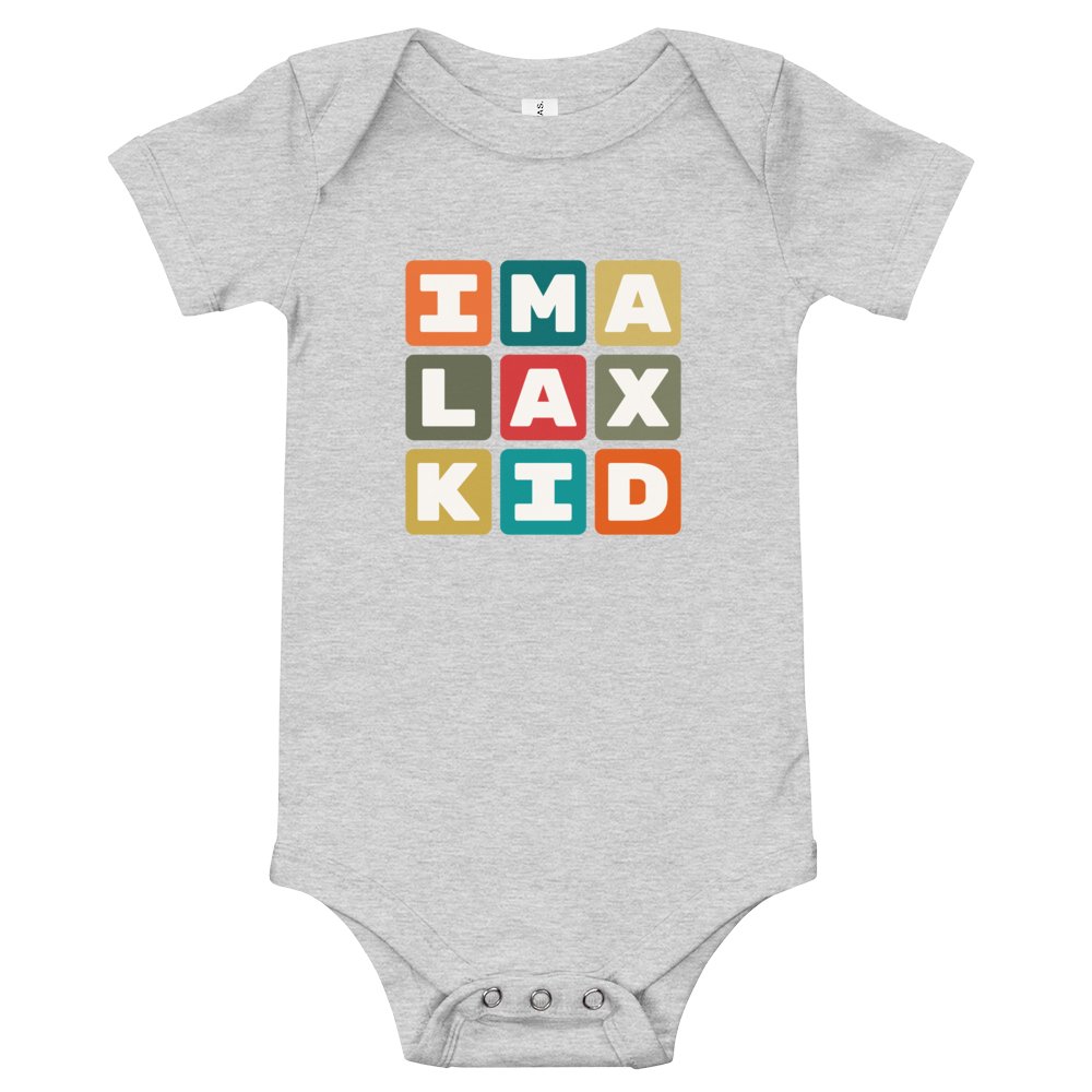 YHM Designs - LAX Los Angeles Airport Code Baby Bodysuit - Colourful Blocks Design - Image 02