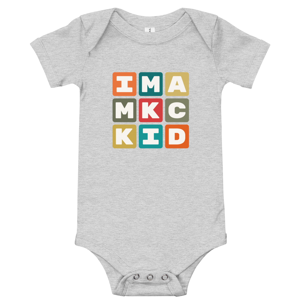 YHM Designs - MKC Kansas City Airport Code Baby Bodysuit - Colourful Blocks Design - Image 02